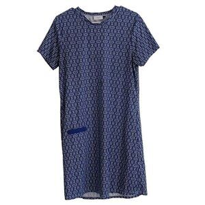 Cabana Life Blue Small S Knee Length Short Sleeve Dress Pocket Summer Casual EUC